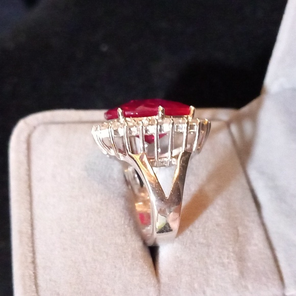 Cocktail Ring CZ Faux Ruby - Picture 3 of 5